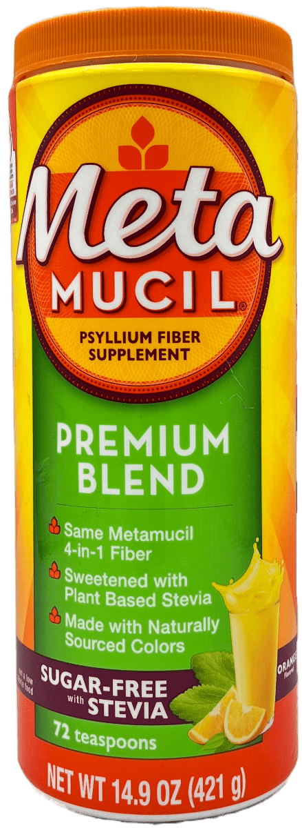 Meta Mucil Psyllium Fiber Supplement - Premium Blend - Orange Flavored - 14.9 Oz.